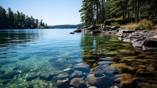 natürlicher Waldsee-Seitenhintergrund