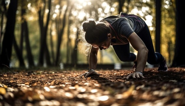 Kostenloses Foto naturliebhaber beim stretching und joggen für das von ki generierte wohlbefinden