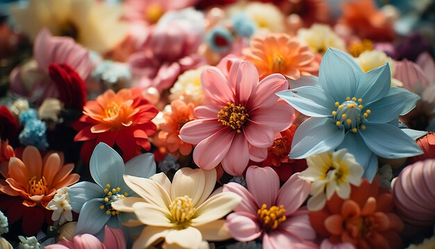 Naturschönheit in einem lebendigen Blumenstrauß, ein Geschenk der Romantik, erzeugt durch künstliche Intelligenz