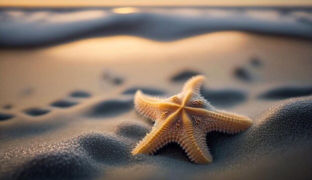 Naturschönheit in sternförmigen Seesternen auf Sand, die von KI erzeugt werden