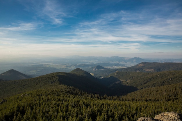 Nebliger Sommermorgen in den Bergen. Karpaten, Ukraine, Europa. Schönheitswelt.