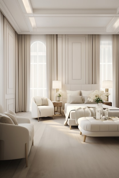 Neoklassizistischer Innenarchitektur mit Dekor und Möbeln