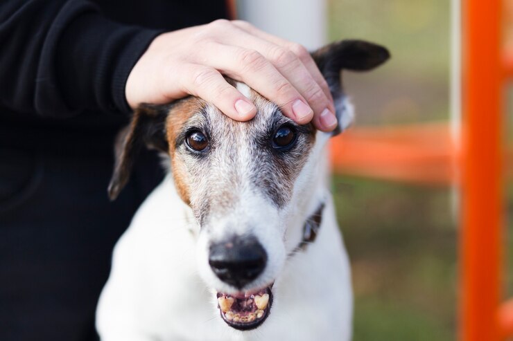 Kostenlose Foto netter hund mit inhaber im kinderpark