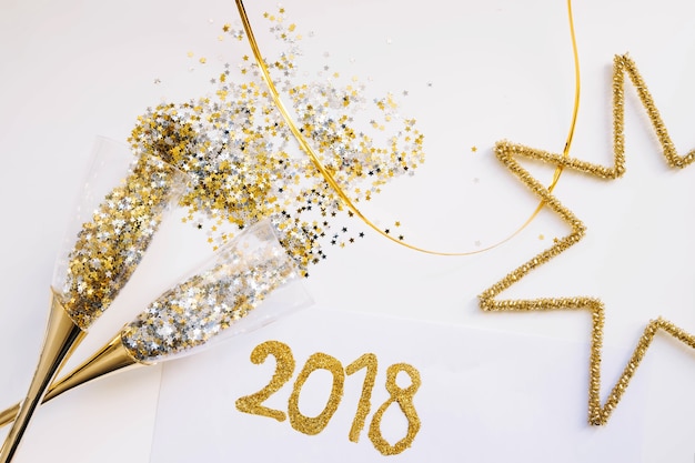 Neujahr Hintergrund mit Brille und Stern