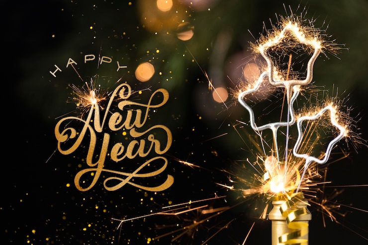 Kostenlose Foto neujahrsbanner mit feuerwerk