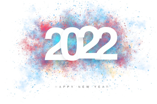 Neujahrsschild 2022 mit aquarellfarbenspritzern