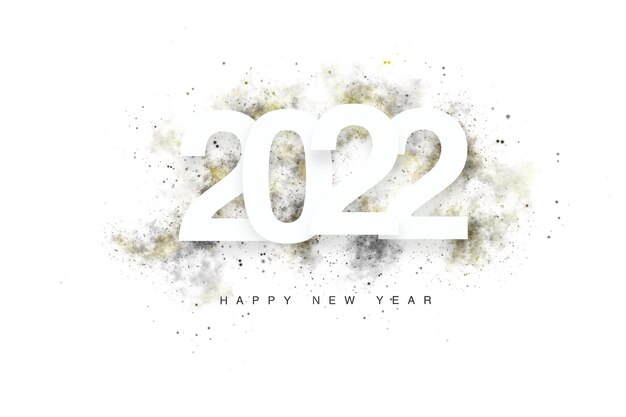 Neujahrsschild 2022 mit goldener und schwarzer Aquarellmalerei