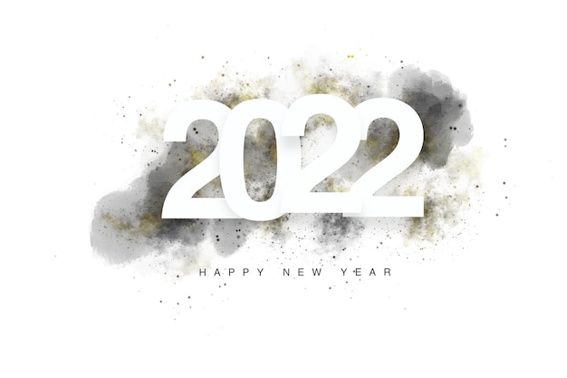 Neujahrsschild 2022 mit schwarzer Aquarellmalerei