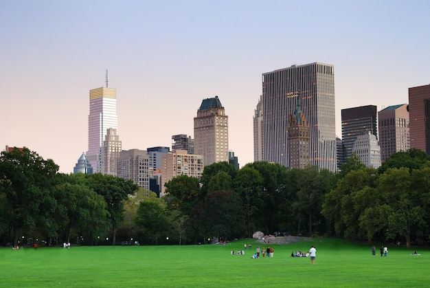 Kostenloses Foto new york city central park bei dämmerungspanorama