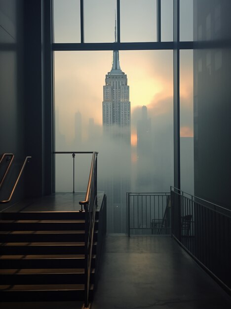 New York Empire State Building an einem nebligen Tag