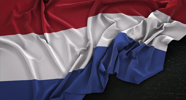 Kostenloses Foto niederlande flagge auf dunklen hintergrund 3d render