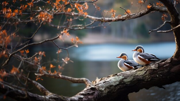 Niedliche Enten, die in der Natur leben