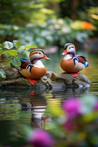 Niedliche Enten, die in der Natur leben