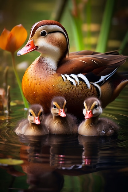 Niedliche Enten, die in der Natur leben