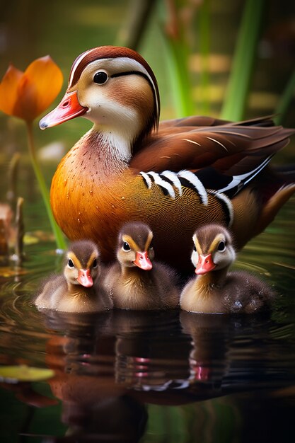 Niedliche Enten, die in der Natur leben