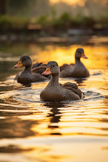 Niedliche Enten, die in der Natur leben