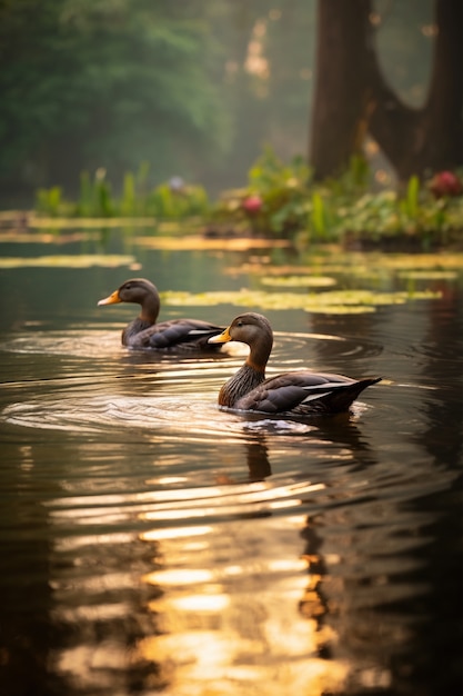 Niedliche Enten, die in der Natur leben