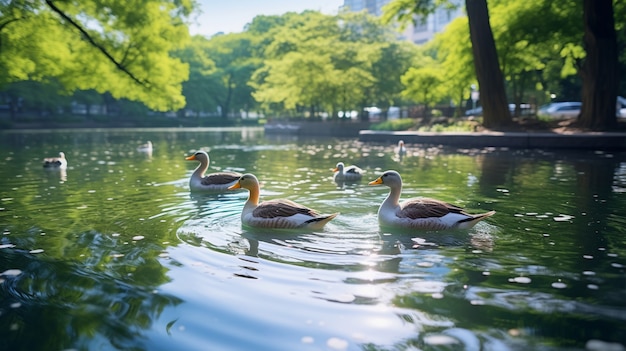 Niedliche Enten, die in der Natur leben