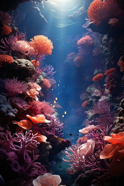 Niedliche Fische in der Nähe von Korallenriffen