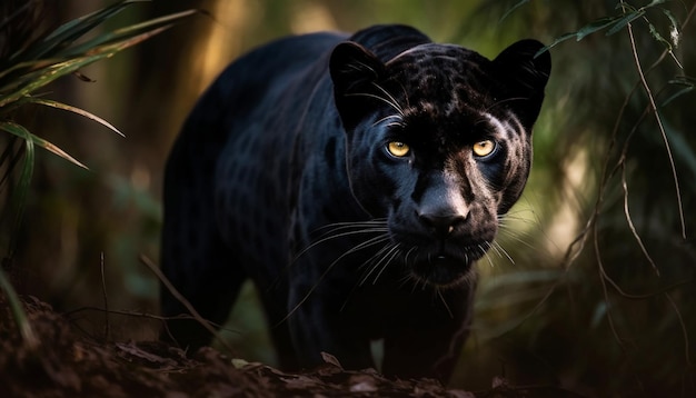 Kostenloses Foto niedliche katze, die in das von ki erzeugte grüne gras starrt