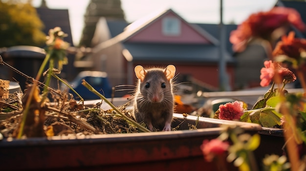 Kostenloses Foto niedliche ratte im stadtleben