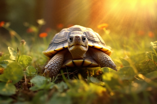 Kostenloses Foto niedliche schildkröte im wald