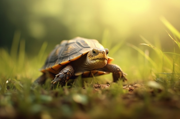 Kostenloses Foto niedliche schildkröte im wald