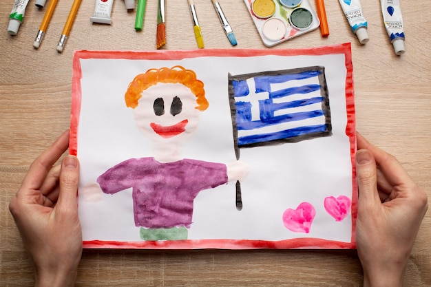 Kostenloses Foto niedliche zeichnung der griechischen flagge