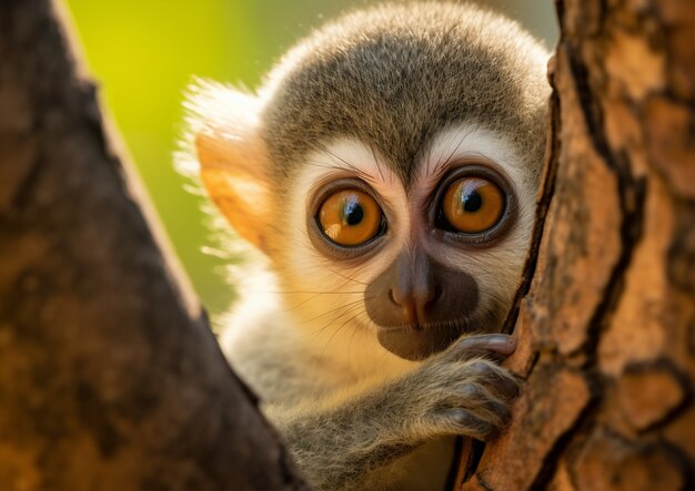 Niedlicher Affe verbringt Zeit in der Natur