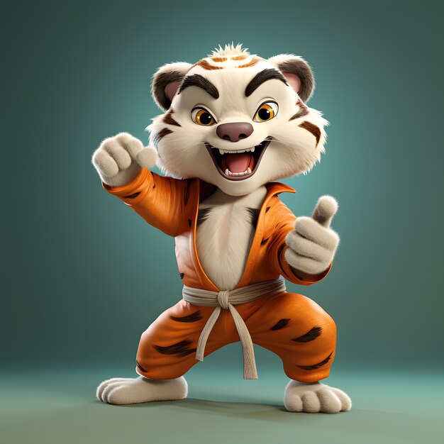 Niedlicher Tiger in Karate-Uniform