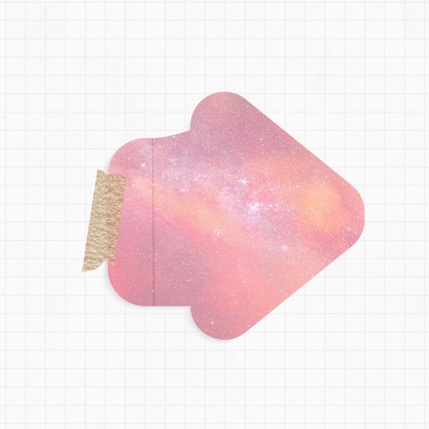 Notizblock mit rosa Galaxie-Hintergrundpfeilform und Washi Tape