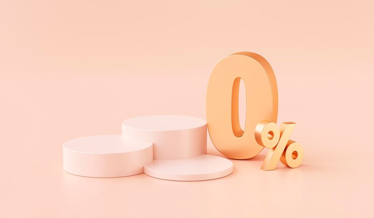 Kostenlose Foto null prozent oder 0 und gewinner gold podium podest produktanzeige zur anzeige des produkts auf gelbem hintergrund 3d-rendering