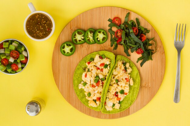 Oben Ansicht köstlicher vegetarischer Taco