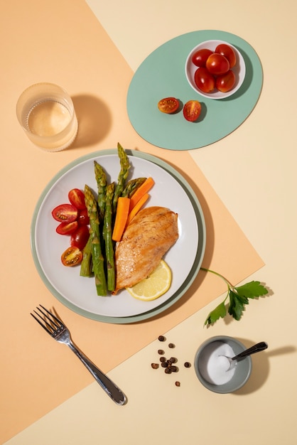 Kostenloses Foto oben sehen leckeres essen stillleben