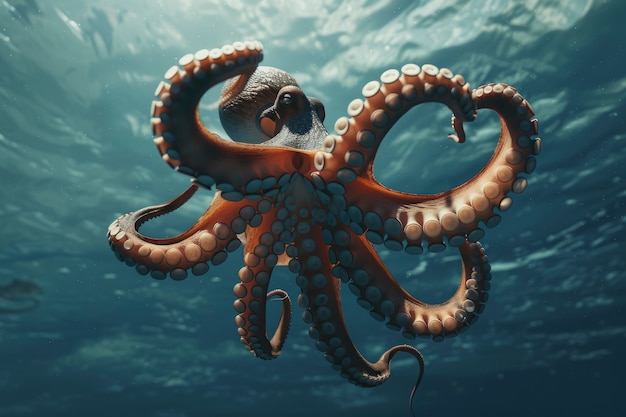 Kostenloses Foto octopus seen in its underwater natural habitat