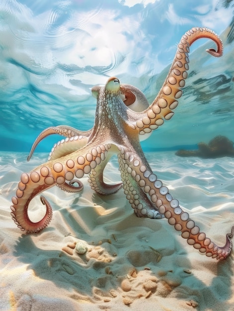 Kostenloses Foto octopus seen in its underwater natural habitat