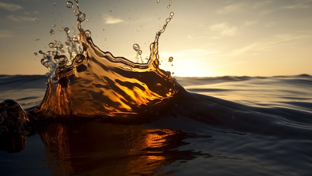 Kostenloses Foto Ölverschmutzung im wasser, die mit generativer ki-technologie erstellt wurde