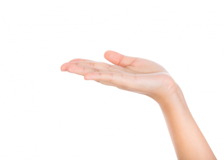 Kostenlose Foto offene hand auf weißem hintergrund