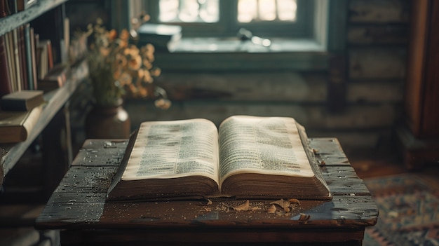 Offenes Buch mit Naturelementen