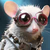 Kostenloses Foto opossum im futuristischen stil mit schutzbrille