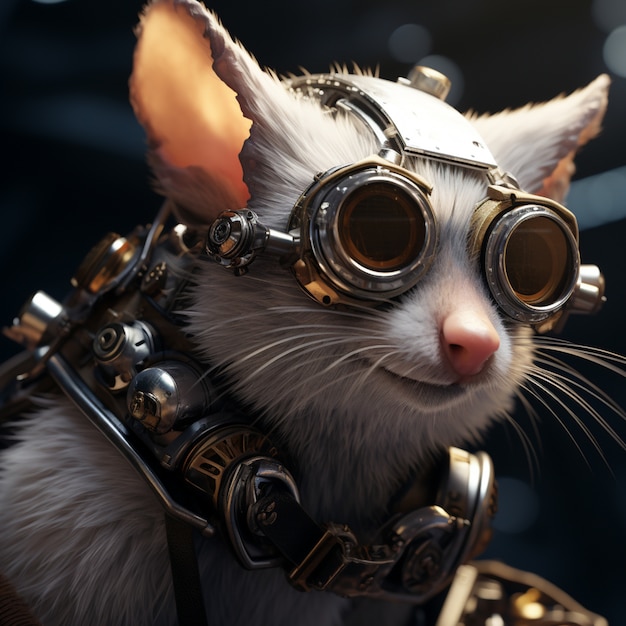 Kostenloses Foto opossum im futuristischen stil mit schutzbrille