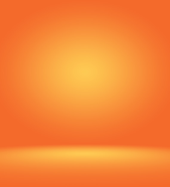 Orange Fotostudio Hintergrund vertikal mit weicher Vignette. Hintergrund mit weichem Farbverlauf. Bemalte Leinwand Studio Kulisse.