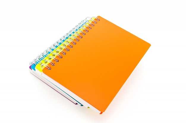 Orange, gelb und blau-Notebooks