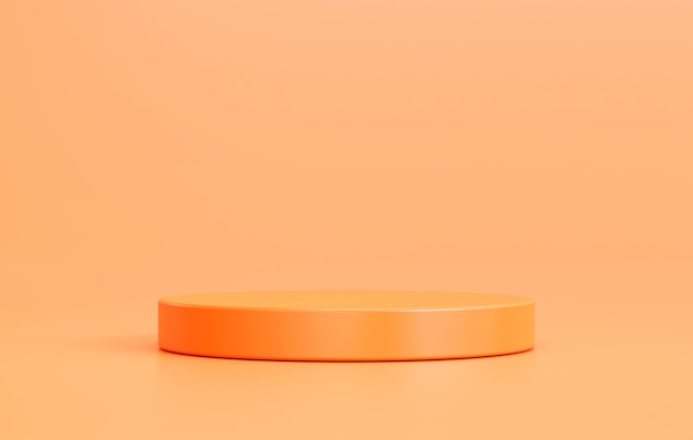 Orange podium sockel podium für produktpräsentationsständer leeren raum bühne studio hintergrund 3d-rendering