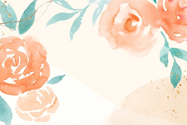 Orange Rose Frame Hintergrund Frühling Aquarell Illustration