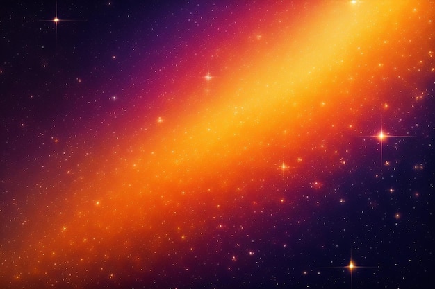 Orange und schwarze Galaxie mit Sternen und den Worten „Galaxie“ unten rechts