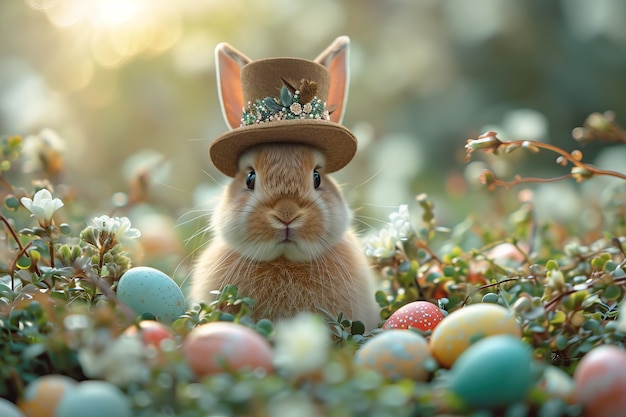 Kostenloses Foto osterfeier mit dem traumhaften hase.