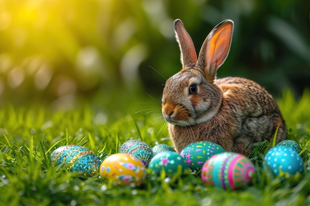 Kostenloses Foto osterfeier mit dem traumhaften hase.