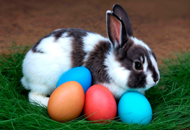 Kostenloses Foto osterfeier mit süßem hase