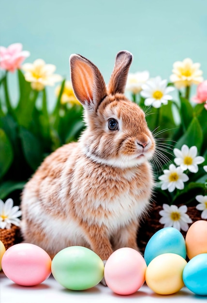 Kostenloses Foto osterfeier mit süßem hase